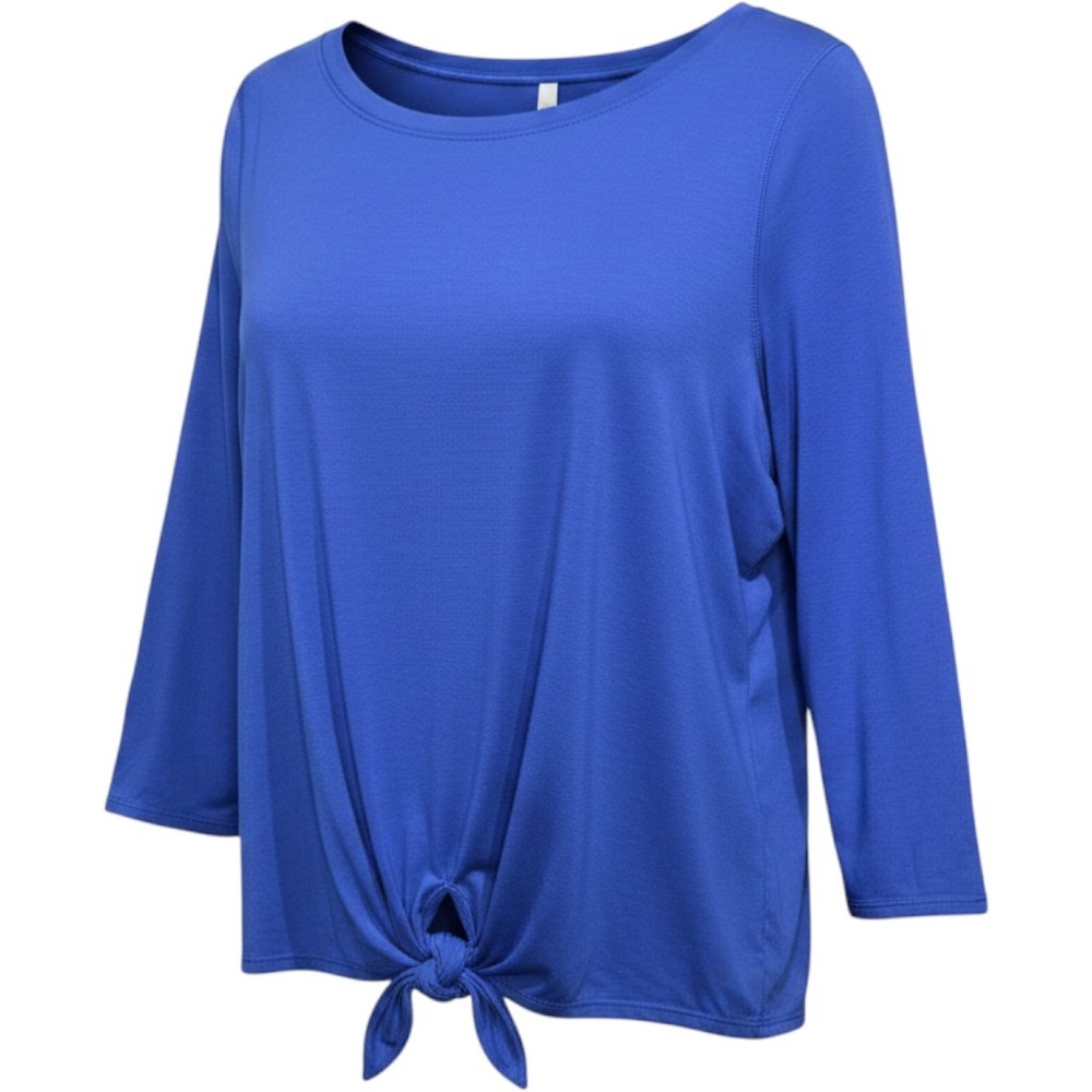 Talbots Tie Front Top Royal Blue 3/4 Sleeve Boat Neck Lyocell Blend Womens XL?